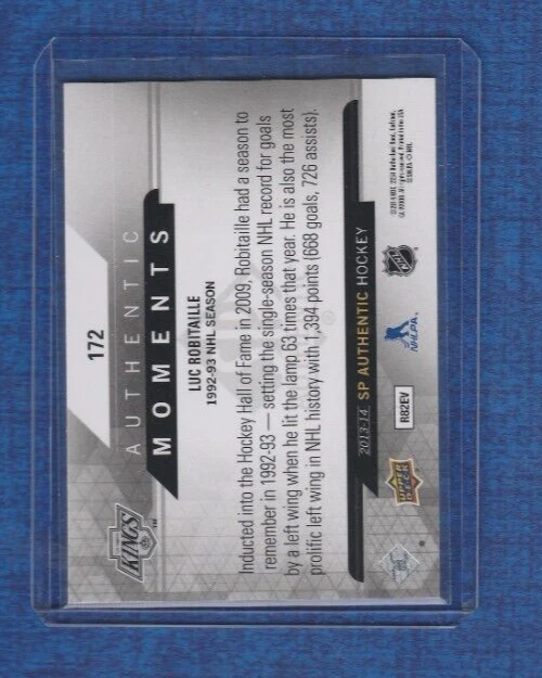 2013-14 Upper Deck SP Authentic Moments # 172 Luc Robitaille - Image 2 of 2