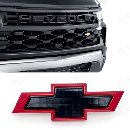 2019-2021 Chevy Silverado 1500 Front Bowtie & Z71 Grille Emblem – Black/Red Custom Paint