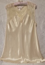 OSCAR DE LA RENTA PULLOVER NIGHTGOWN SZ 1X PALE YELLOW SATIN BELOW KNEE BOX08