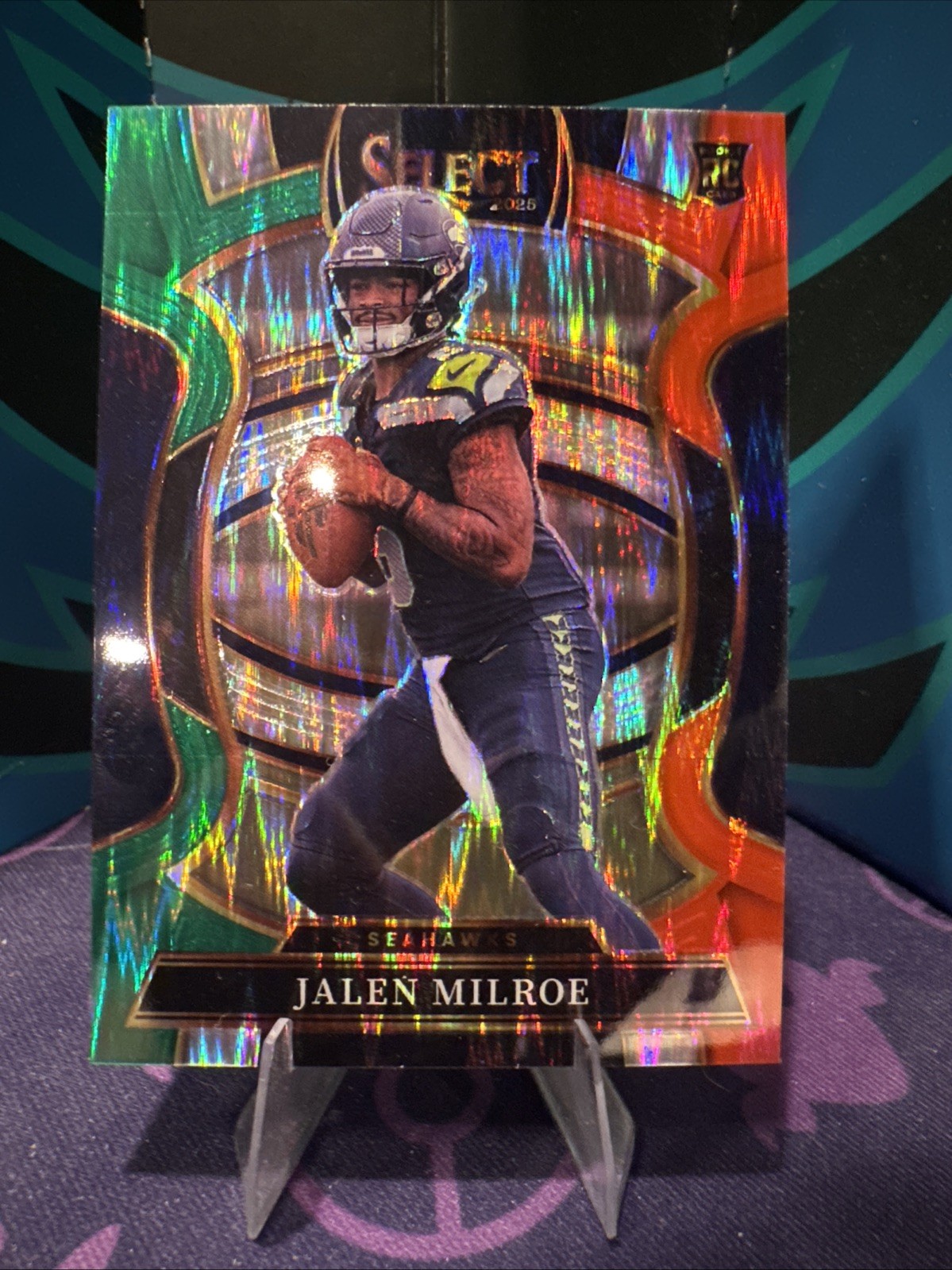 2025 Select Football #14 Jalen Milroe RED & GREEN SHOCK PRIZM RC - Bears