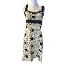 Nanette Lepore Lace Trim Silk Blend  Womens Size 8 Floral Y2K Feminine