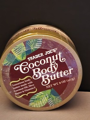 Trader Joe's Coconut Oil Body Butter Tub Shea Butter & Vit E -  8 Oz New