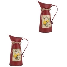 2 Pcs Garden Iron Bucket Farmhouse Vases for Decor Decorative Buckets