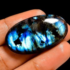 51.5 Ct Natural Labradorite Blue Flashy Oval Cabochon Loose Gemstone 37X21X7 mm