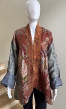 100 Silk Reversible Kantha Jacket, One Size