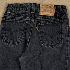 Vintage 90s Levi's 550 Jeans Black Denim Orange Tab Kids Boys USA Size 12 22x26