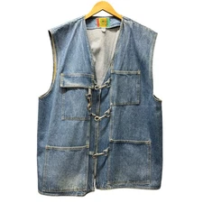 Vintage Vest Jacket Mens XL Clasp Close Blue Denim SS Jeans Wear 90s Made in USA