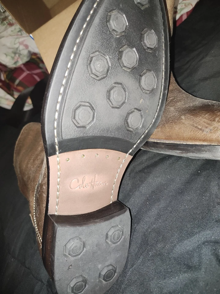 Cole Haan Western Botas Para Hombres 9.5 Cuero Negro Media Pantorrilla Cremallera Lateral Montar - Imagen 3 de 4
