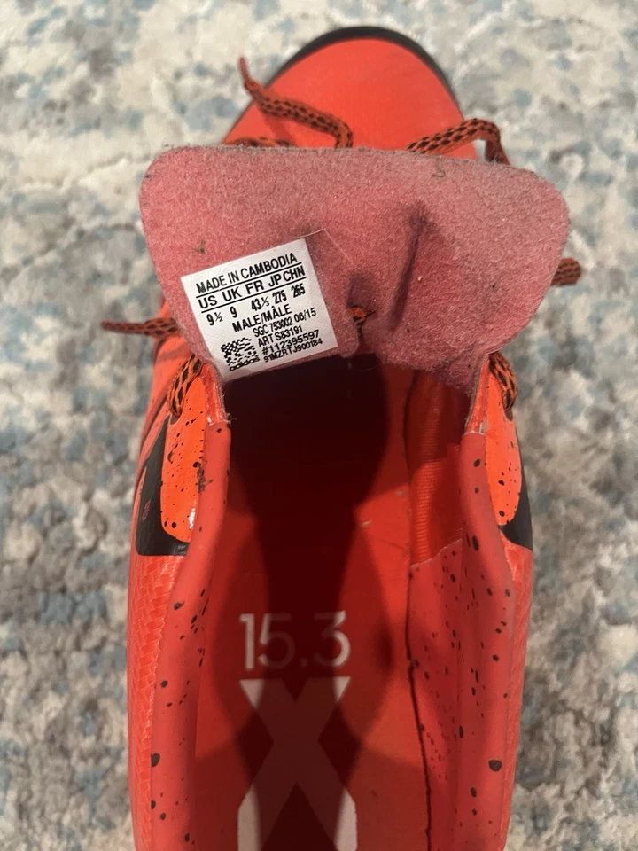 Zapatos de fútbol sala Adidas x 15.3 para hombre talla 9.5 naranja y negro EE. UU. Foto 4 de 4