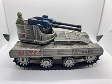 VTG M-75 Army Tank Tin Toy Japan Battery Operated Tank w/ Gunner Does Not Work