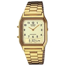 Casio AQ230GA-9B Men's Casual Classic Analog Digital Gold Watch Alarm Stopwatch