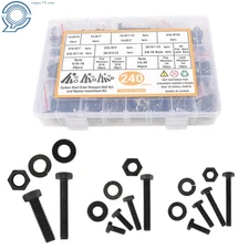 Hex Bolts,Nuts And Carbon Steel Spring Washers Kit With 240-Piece Assortment