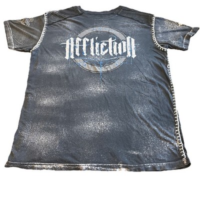Affliction Live Fast Shirt Mens Medium Black Potassium Spray USA Made Y2K 2XL