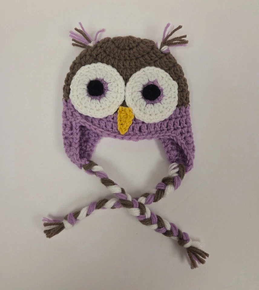 Newborn Baby Boy Girl OWL Hat Ear Flap Crochet New FREE SHIP - Image 2 of 4