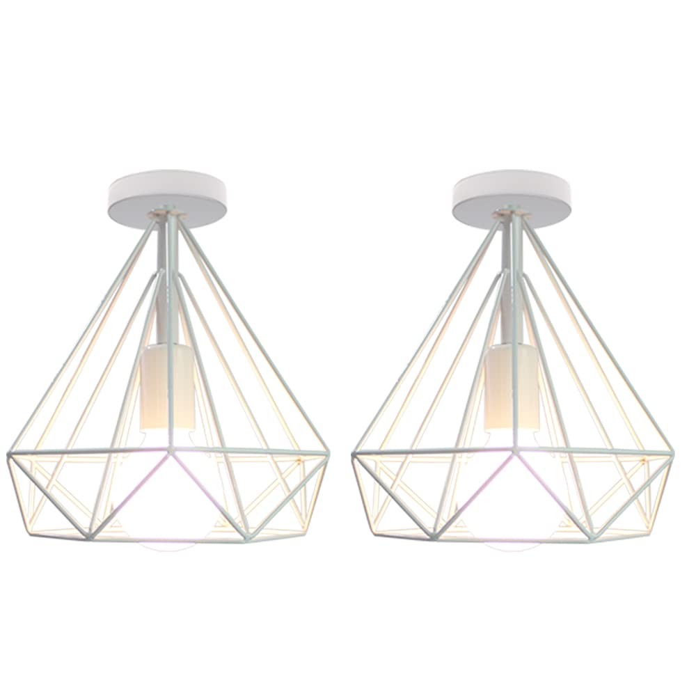 Plafonnier industriel vintage cage diamant 25cm lustre suspension couloir