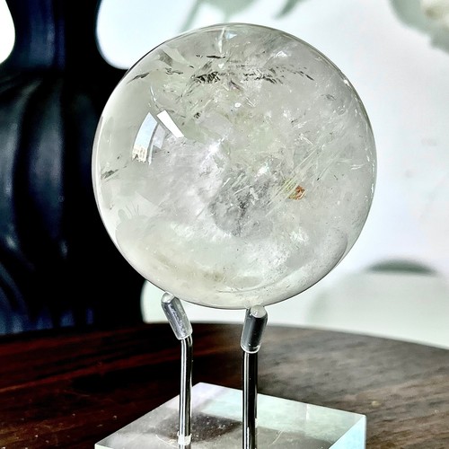 423G  Natural White Crystal Clear Quartz Crystal Sphere Ball Healing Meditation - Picture 8 of 15