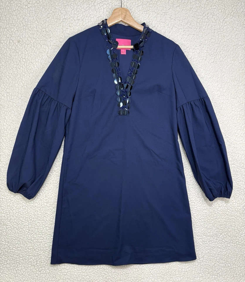 Платье Lilly Pulitzer Shea 6 темно-синее с блестками эластичное коктейльное - Изображение 2 из 4