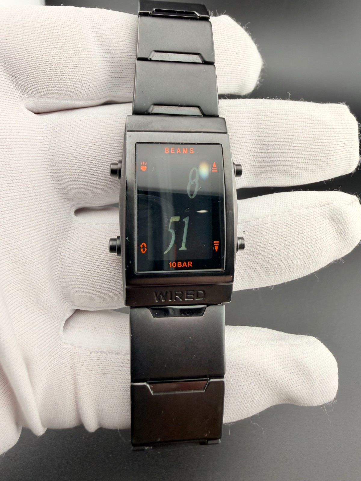 Rare Alba Wired W510-4A50 Beams Collaboration Digital Watch, All-Black PVD