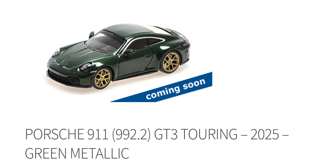 Porsche 911 992.2 GT3 Touring Minichamps 1/64 miniature de collection en métal vert