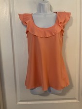 Banana Republic Women s Peach Cap Sleeve Ruffle Blouse Size S -J37