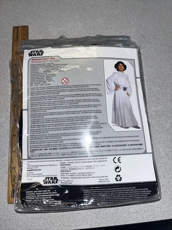 Peruca infantil Disney Star Wars Princesa Leia idades 3 anos ou mais, fantasia, vestir, brincar - Imagem 3 de 3