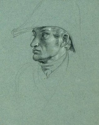 Head study for Return of Emperor Franz from Pressburg before 1828 Old Photo 1