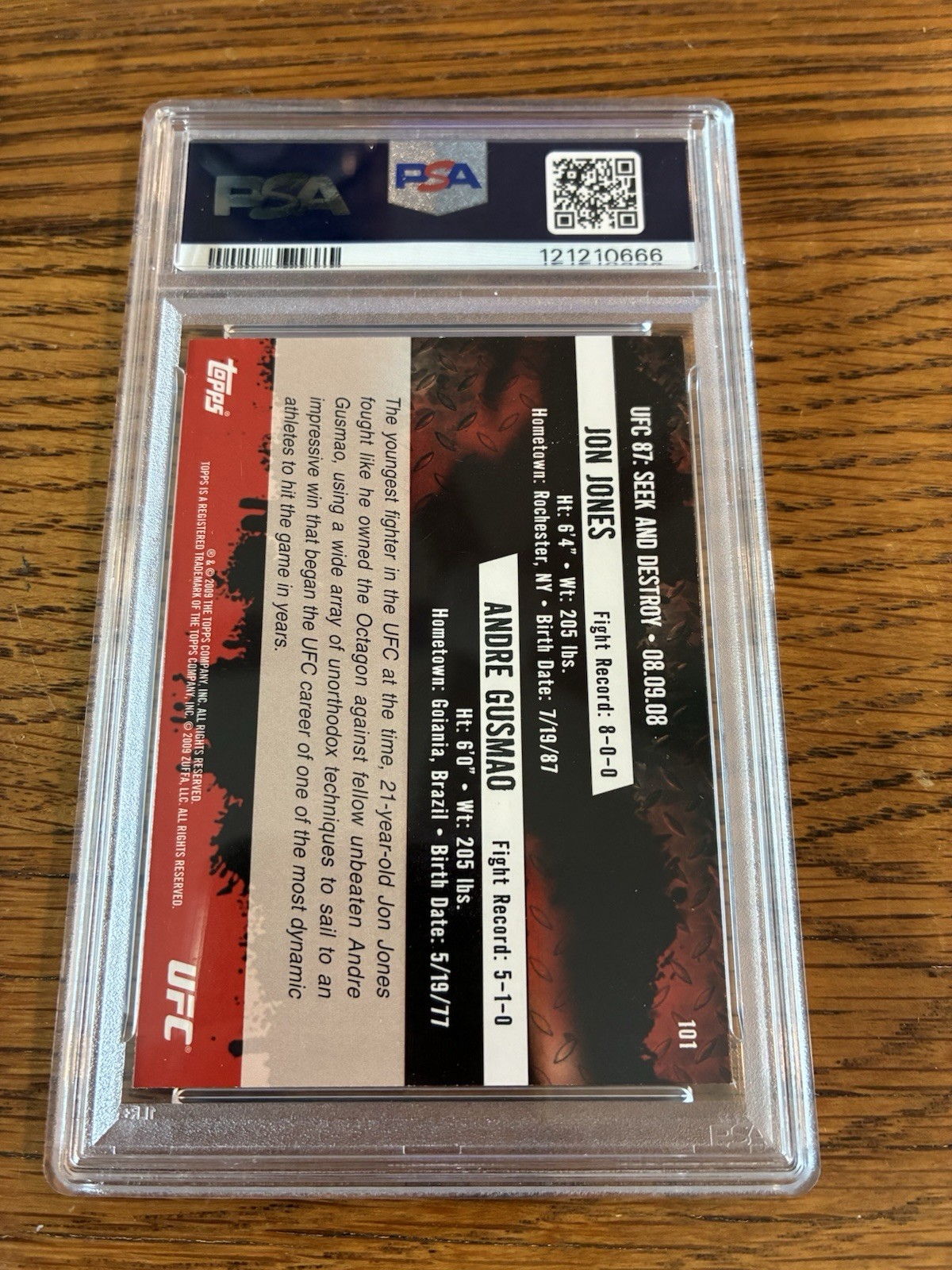 2009 Topps UFC Debut Round 2 #101 Jon Jones RC Rookie PSA 9 view 2