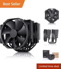All-Black 140mm Dual-Tower CPU Cooler with Thermal Paste - 6