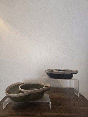 LTD Commodities LLC Drip Glaze Pottery Soup And Cracker Bowls Set Of 2