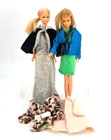 Vintage 1965-66 Barbie Doll Lot Pair w/  Clothes + 1965 Francie Fur Coat