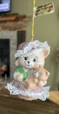VTG Jasco Caring Critter Chimers Bell Mother Cat & Sleeping Kitty Ornament 3"