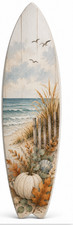 Fall Coastal Surfboard Wall Art Autumn Beach D cor Sign