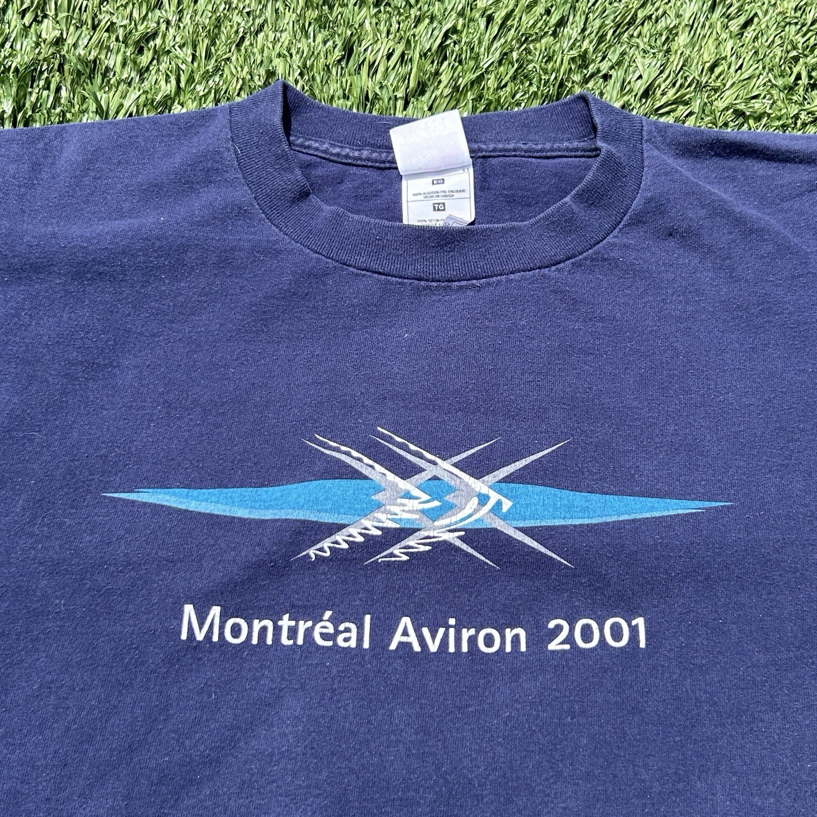 FILA T shirt vintage Montreal Aviron regata canottaggio 2001 XL Navy Fruit of the Loom