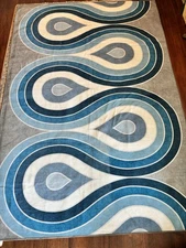 Ruggable Jonathan Adler Milano Blue Steel Flat woven Rug 6x9