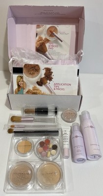 Sheer Cover Lot Of 12 Pieces Mineral Powder Foundations Brushes DVD/Booklet-NOS