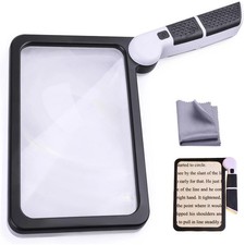Magnifying Glass with Light, Page 5X Folding Handheld Rectangular Magnifier w...