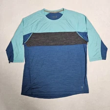 Smartwool Merino Sport 150 Mountain Bike 3/4 Sleeve Tee Men's Large Blue Wool