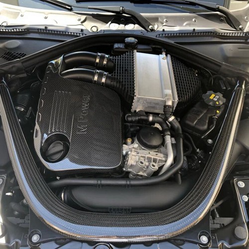 For BMW F80 M3 F82 F83 M4 F87 M2 S55 Real Carbon Fiber Engine Valve Cover W/Logo - Picture 2 of 7