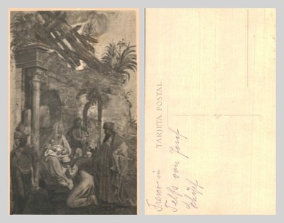 Alte Postkarte - Religiöse Kunst Fresko Telfs Österreich Anbetung der Heiligen Drei Könige UNBESPIELT