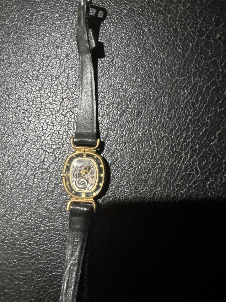 Reloj Automático Damas Juvenia Esfera Misteriosa Años 60 Chapado en Oro 17 Joyas Probado Foto 2 de 4