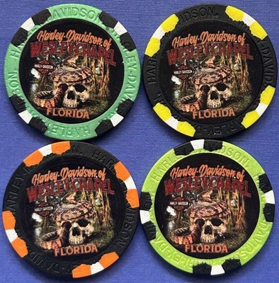 Harley Davidson Wide Print Poker Chip from Wesley Chapel HD in Florida  (Pick 1)