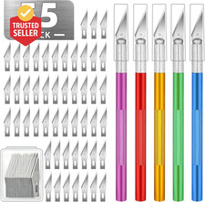 55 Pack Exacto Knife, Hobby Knife Set with 5 Craft Knives and 50 Precision Knife