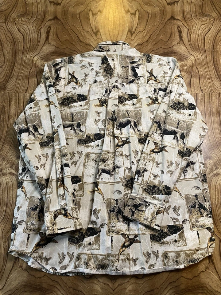 Camisa abotonada vintage de caza edición natural estampado de perro/faisán talla grande Foto 3 de 4