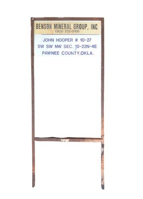 Vintage Metal Sign Oil & Gas Lease Benson Mineral Group Pawnee County OK!!