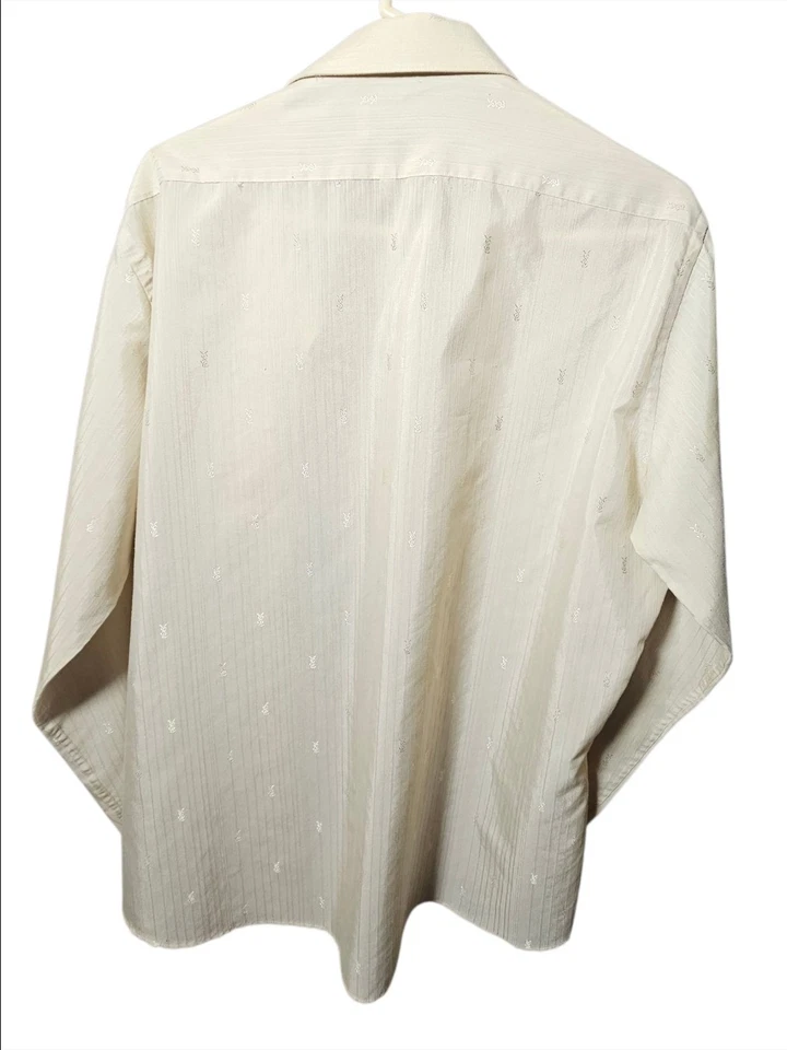 Camisa De Colección YSL Yves Saint Laurent Ropa De Hombre Logo Talla 17 34/35 Tostada Manga Larga Foto 3 de 4