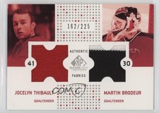2002 SP Game Used Authentic Fabrics Combos Jocelyn Thibault Martin Brodeur 0wq6