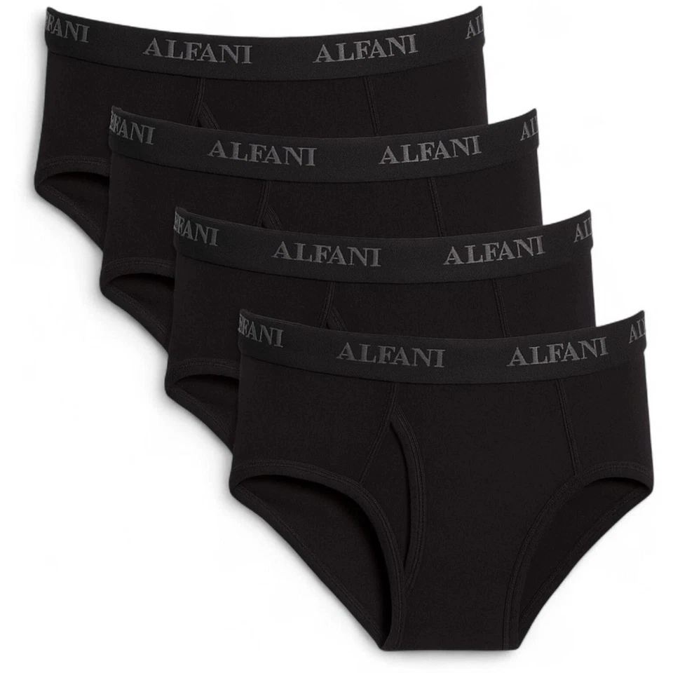 Paquete de 4 calzoncillos sin etiquetas Alfani para hombre ropa interior regular de algodón negro blanco S-2XL Foto 2 de 4