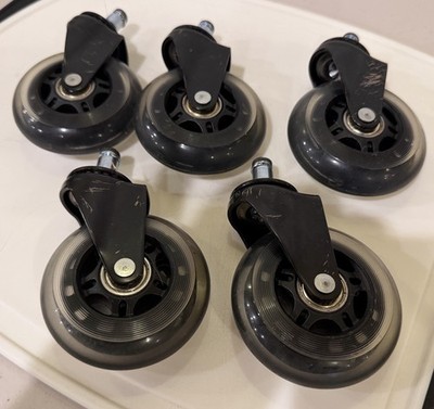 5pcs Office Chair Caster Wheels CINEYO Rubber Rollerblade Wheels, Clear