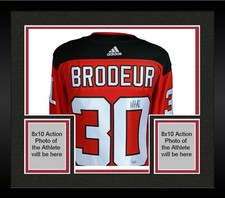Framed Martin Brodeur New Jersey Devils Autographed Red Adidas Authentic Jersey
