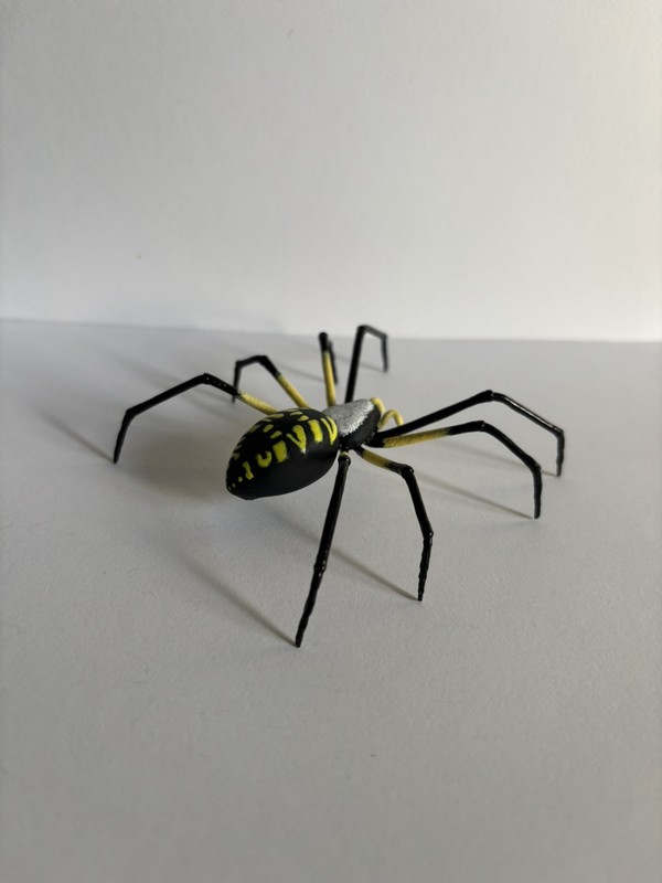 Handmade Hand-painted 4" Black & Yellow Garden Spider Arachnid Figurine Replica